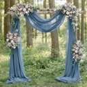 Dusty Blue Winter Elegant Arch Draping Fabric 2 Panels 29"  20Ft Shimmery Sheer Curtain Drapes for Spring Outdoor Wedding Ceremony Birthday Party Garden Brunch