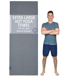 Tatago Hot Yoga Mat Towel Non Slip for Hot Yoga (72-84 inch Mats) Our Hot Yoga Towel Non Slip Silicone Dabs & Absorbent Microfiber Blend Gives You More Grip As You Drip! (Nube Gris, XL - 84")