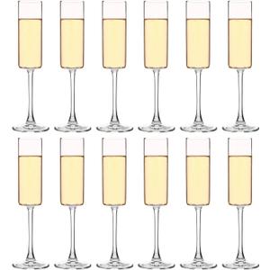 YANGNAY Cylinder Champagne Flutes, Champagne Flute Glass Set of 12, Clear Champagne glasses for Party, Home, Restaurant Use, 6 oz Capacity