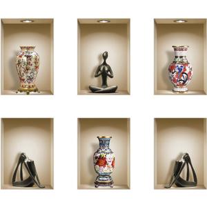 THE NISHA 6 PC Pack Art Magic Pictures Peel and Stick 3D Vinyl Removable Wall Sticker Decals DIY Sticky Backsplash (Lighting Spots), Yoga and Painted Vases 6105 THE NISHA 6 PC Pack Art Magic Pictures Peel and Stick 3D Vinyl Removable Wall Sticker Decals DIY Sticky Backsplash (Lighting Spots), Yoga and Painted Vases 6105