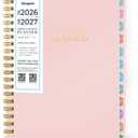 2 x Vinspire 2026 Planner - Yearly, Monthly, and Weekly Planner 2026-2027 for Teachers & Students - Spiral US Academic Year Student Calendar Planners with Notes Pages 2026 Planner Weekly and Monthly - Large (Pink, 8.5"11")