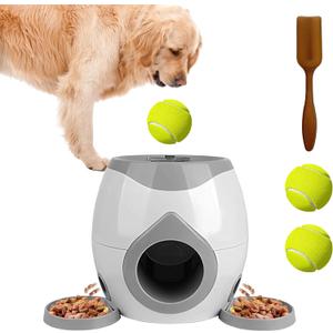 ABULL Interactive Dog Puzzle Toy - Drop The Ball to Get Treats, 2-in-1 Treat Dispenser & Slow Feeder for Healthy Eating, Keep Them Busy and Stop Boredom, Fun and Durable for All Breeds (Gray)