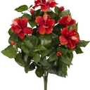 Nearly Natural 20 Hibiscus (Set of 4) Artificial Plant, Red