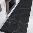 DEXI Kitchen Floor Mats Cushioned Anti Fatigue, 23x86 Large Long Standing Comfort Runner Rug Waterproof, Marble Memory Foam Padded for Front Sink Laundry, Black