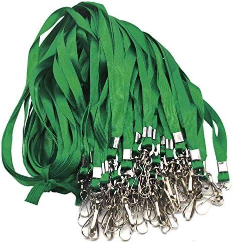 Beebel Lanyard Bulk Lanyards for Id Badges Flat Lanyard with Badge Clip Swivel Hook 50 Pack, 38 Count (Green) 