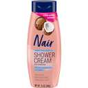 Nair Sensitive Formula Shower Cream, Quick and Easy Hair Removal Cream with Coconut Oil and Vitamin E for Body, 12 oz