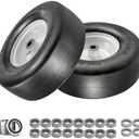 2 Pack 13x5-6" Flat Free Riding Lawn Mower Tires and Wheel, Garden Tractor Solid Smooth Tires, Hub Range for 3.25"- 7.22", 13x5.00-6" Flat Free Zero Turn Front Tires with 3/4" & 5/8" Bearings
