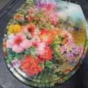 Angol Shiold ROUND Resin Soft Close Toilet Seat Flowers 16.5" | Quick Release Heavy Duty Decorative Acrylic Seats Easy to Install & Clean (Abstract Floral Art Print)