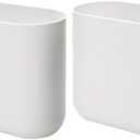 iDesign Small Slim Plastic Bathroom garbage Can, Garbage Can for Bedroom, Office, Desk, Dorm, 2-Pack, White