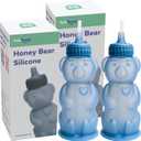 TalkTools Honey Bear Silicone Straw Cup, Dishwasher Safe Baby Drinking Bottle, Premium Food-Grade Material, Honeybear Sippy Cup for Ages 4+ Months, Kids and Toddlers (Single 8oz) (Blue)