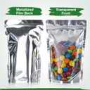 BELLE KR 4x6 Mylar Bags for Freeze Dried Candy - Pack Of 100-7.5mil Thick - 1/2 Pint Stand Up Small Clear Mylar Bags with See Through Window for Freeze Drying - Labels Included