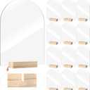 12 Pack Acrylic Sign Holder with Wood Base DIY Signs Acrylic Table Numbers Modern Signs Plaque Vertical Table Decor for Wedding, Restaurant, Store, Office, Hotel(5 x 7 Inch)