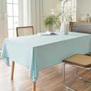 AUSSPVOCT Textured Linen Tablecloth Rectangle 52x70 Water Resistant Spill-Proof Wipeable Light Blue Table Cloth Wrinkle Free Fabric Dining Table Cover for Birthday Farmhouse Spring Easter Party