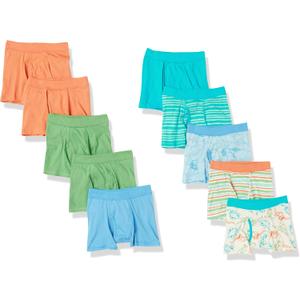 Hanes Boys' Pure Comfort Super Soft Tagless Smooth Underwear 10-Pack (4T, Boxer Briefs - Assorted - 10 Pack)