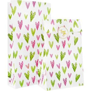 OFIHANLY 48Pcs 9"X4.7" Small Valentines Day Gift Bags for Kids Classroom Treat Bags for Class Heart Candy Paper Bags Bulk for School