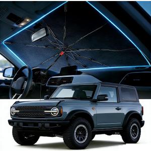 Upgraded Windshield Sun Shade Umbrella Thickened Silver Titanium Coating, UV Protection for Car Front Window, Block Sun Rays & Keep Interior Cool, Reinforced Spring Edge, Universal Fit 61" L x 33" W