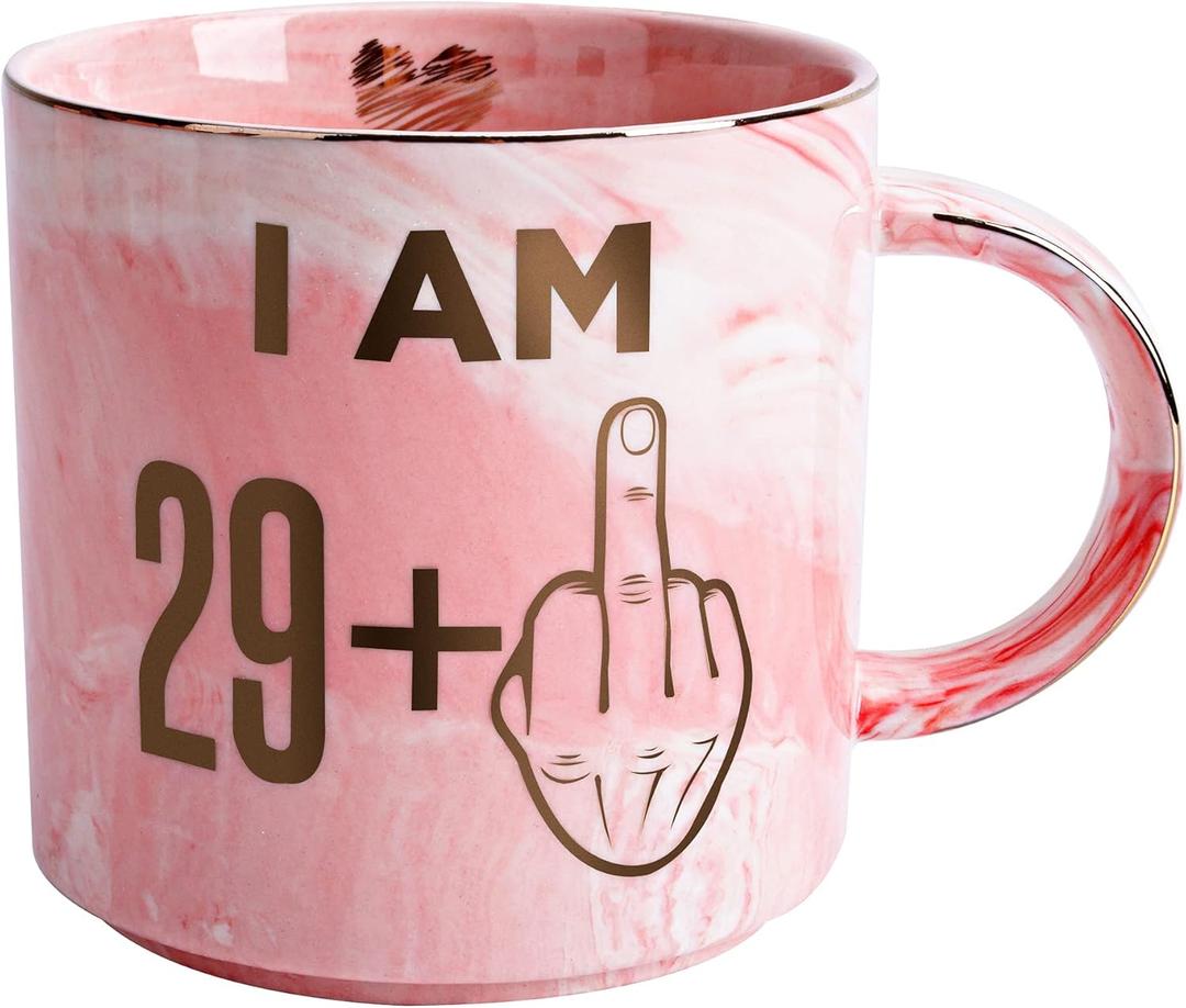 30th Birthday Gifts for Women - Funny Turning 30 Year Old Birthday Gift Ideas for Wife, Mom, Daughter, Sister, Aunt, Best Friends, BFF, Coworkers - Fabulous Pink Marble Mug, Ceramic 11.5oz Coffee Cup