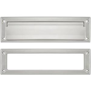 khtumeware Brushed Satin Nickel 13 inch 1-Pack Solid Brass Mail Slot with Solid Brass Internal Frame is Well Made Door Mail Slots