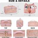 2026 New Makeup Bag for Women Girls,Lace Large Capacity Cosmetic Bag,Open Flat Travel Toiletry Bag,Hollow Out Makeup Organizer Bag With Divider and Handle(Pink)