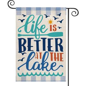 AVOIN colorlife Life Is Better At The Lake Garden Flag 12x18 Inch Double Sided Outside, Lakeside Holiday Yard Outdoor Decoration