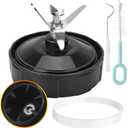 6-Fins Female Blender Replacement Blade for Ninja Auto iQ BL450 BL456 BL480 BL480D BL482, 3.94 inches Female Blender Blade Replacement Parts for ninja with Hook, Brush, Rubber Gasket