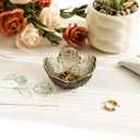 GISK Grey Flower Jewelry Ring Dish Tray,Decorative Glass Trinket Dish,Room Decor Aesthetic, Modern Accent Tray for Vanity (Grey A)