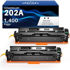 INK4U 202A Black Toner Cartridges Compatible for 202 A 202X CF500X CF501X CF502X CF503X as Replacement with Color LaserJet Pro M254dw/M254nw/M254dn MFP M281fdw/M281fdn/M281cdw/M280nw (2 Black)