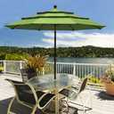 EliteShade USA 10-Year-Non-Fading 9ft 3-Tier Market Patio Umbrella, Commercial Grade Outdoor Table Umbrella with Crank Open, Windproof & UPF 50+ UV Protection, Heavy Duty Ventilation for Garden, Deck, Pool, Backyard, Beach & Bistro, Macaw Green
