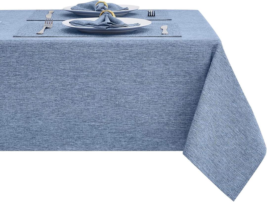 Rectangle Table Cloth Linen Farmhouse Stainproof Waterproof Washable Polyester Oblong Rectangular Fabric Table Cover for Kitchen Dining Dinner(Denim Blue/60x84 Inch)