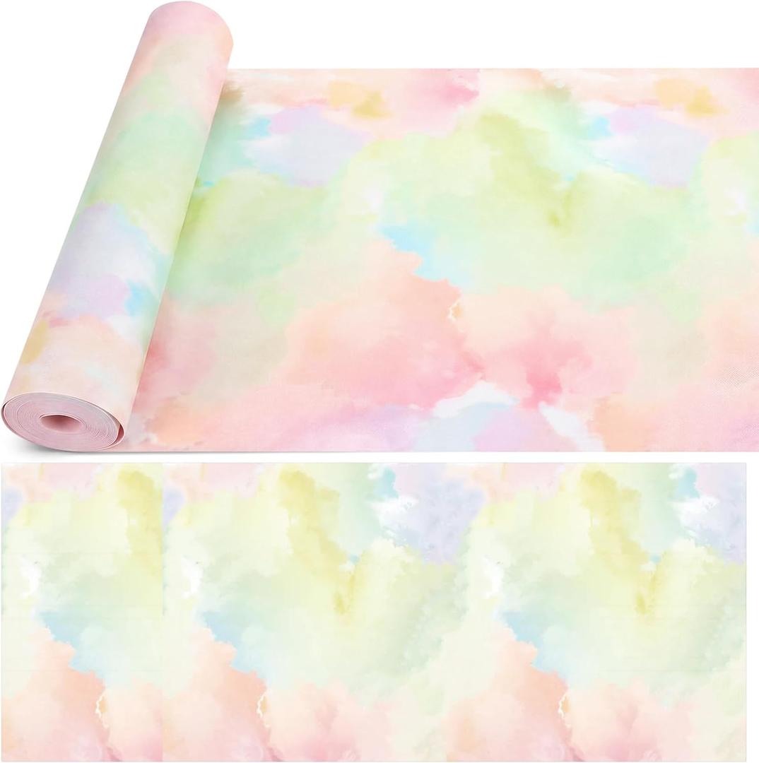 Pastel Tie Dye Non Woven Fabric Bulletin Board Rolls, 24inchx60ft Fits Classroom Bulletin Boards, Resists Tearing and Fading, 24 in x 60 ft Coverage, Waterproof Nonwoven Fabric, School Decor - Pack of 2