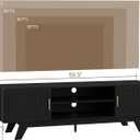 ChooChoo 59.5" Fluted TV Stands for 65 Inch TV, Mid Century Modern Entertainment Center with Storage and Adjustable Shelf, Long TV Console Media Table for Living Room, Bedroom, Black