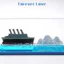 Latest Model Unsinkable Titanic Wavey Boat Toy Model Desk Acrylic Paperweight Liquid Wave Decorations for Car Cruise Ship in a Bottle Box Toys (C)