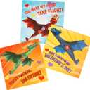 Playhouse Flying Dragons Valentine's Day Card Set for Kids, 28 Card Pack & Envelopes - Fold and Fly Paper Airplanes - Great for School Classroom Exchange Parties - Boys & Girls Ages 4+