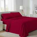 Carressa Linen 100% Egyptian Cotton Sheets Full Size - 800 Thread Count 4 Piece Cotton Sheets for Full Size Bed, Luxury Hotel Sheets, Soft, Cooling Sateen Bedsheet, Fits Upto 18" Mattress - True Red