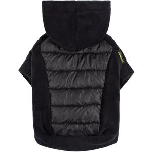 Fitwarm Quilted Fleece Dog Hoodie, Warm Coat, Winter Clothes for Small Dogs Boy Girl, Lightweight Pet Hooded Outfit, Black, Large