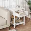 Nightstand Wooden Bedside Table with Drawer White Night Stands Modern Style Small End Table Side Table with Storage Shelf for Bedroom Living Room MLBZ10W