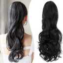 Claw Clip Ponytail Extension 18" Clip in Wavy Ponytail Hair Extensions Long Pony Tails for Women Extensions Dark Black Wave Hairpiece
