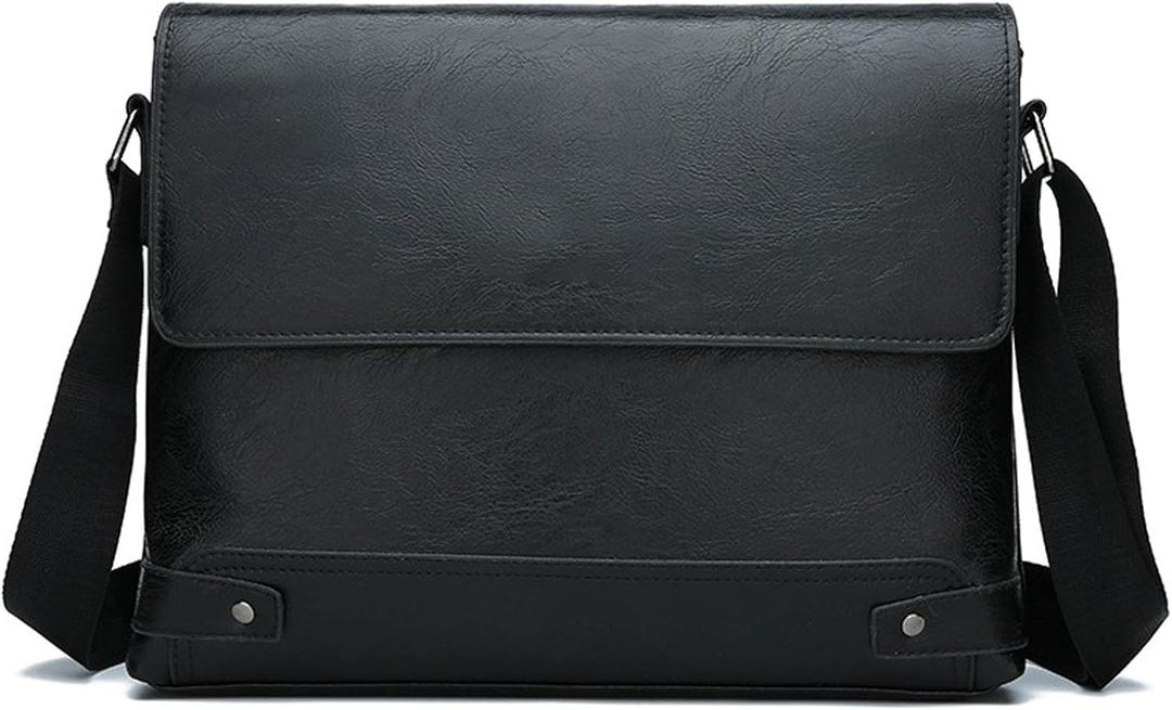 Messenger Bag for Men, 13 inch Purse Crossbody Bag, Waterproof Shoulder Bag for Office Business (Black)