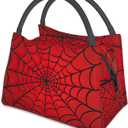 Red Spider Web Reusable Lunch Bag,Gothic Insulated Small Lunch Box for Kids Adult Women,Leakproof Cooler Tote Bags for Student Teacher Work Camping Picnic School