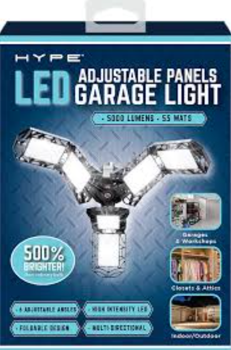 Adjustable Panels Garage Light, 5000 Lumens 55 Wats, 
Adjustable Panels, E26 LED Shop Lights for Garage, Basement, Barn, High Bay Light