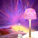 Ocean Wave Cordless Projector Light, RGB Color Changing Table Lamp, Portable Battery Night Light LED Aurora Projector with Remote Control for Bedroom Living Room Game Party Atmosphere Lights, Khaki