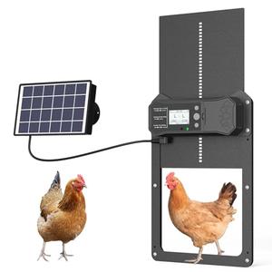 Automatic Chicken Coop Door, LCD Display Aluminum Alloy Automatic Chicken Door with Timer & Light Sensor, Anti-Pinch & Weather Proof, Solar or Battery Powered