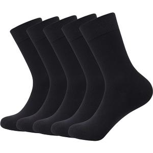 SERISIMPLE Thin Viscose Bamboo Dress Men Sock Soft Crew Anti Odor Lightweight Sock Breathable Comfort Cool Sock 5 Pairs L