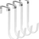 FYY Over The Door Hooks, 4 Pack Hangers Hooks with Rubber Prevent Scratches Heavy Duty Organizer for Living Room, Bathroom, Bedroom, Kitchen Hanging Clothes, Towels, Hats, Coats, Bags White (Short, A White)