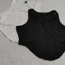 WDIRARA Women's 2 Pack Crop Bustier Corset Tank Top Sleeveless Square Neck Asymmetrical Hem Ribbed T Shirts (X-Large, Black and White)