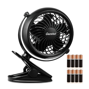 Gazeled Clip on Fan Battery Operated, 360° Rotation, with 8 Free AA Batteries, Quiet USB or Battery Operated Fan, Powered Clip on Fans for Camping, Stroller, Bedroom, Outdoor