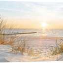 SD SOFT DANCE Canvas Wall Art Beach Picture: Coastal Sunset Painting Decor Ocean Seascape Artwork Sea Seaside Dunes Grass Print for Living Room Bedroom Bathroom 40 x 20 Inch
