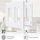 Outlet Cover, Screwless Decorator Wall Plate, Light switch Power Plug Cover, 2-Gang Standard Size, Glossy White, 20 Pack,UL listed