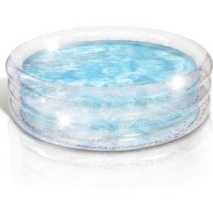 ArtCreativity Sparkly Inflatable Kiddie Pool for Kids 34"x10" - 3 Levels - Transparent Blow Up Baby Pool with Silver Glitter, Easy to Inflate Small Toddler Pools for Outdoor