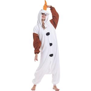 Adult Onesie Animal One Piece Pajamas Hollaween Costume Christmas Unisex Cosplay Sleepwear for Women Men (Olaf) XL